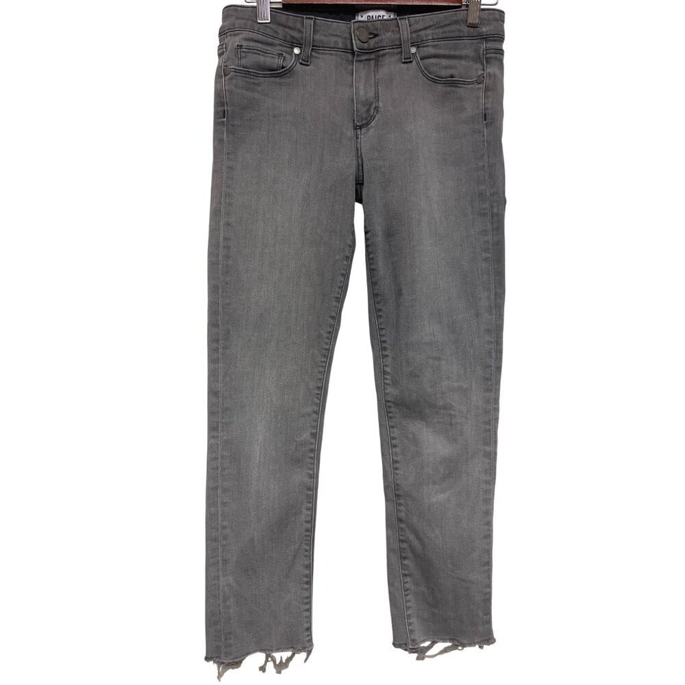 Paige Women's Skyline Ankle Peg Raw Hem Grey Denim Jeans Size 27